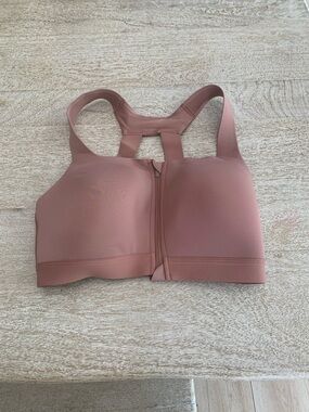all in motion Front-Zip Wireless Sports Bra in Rose Taupe